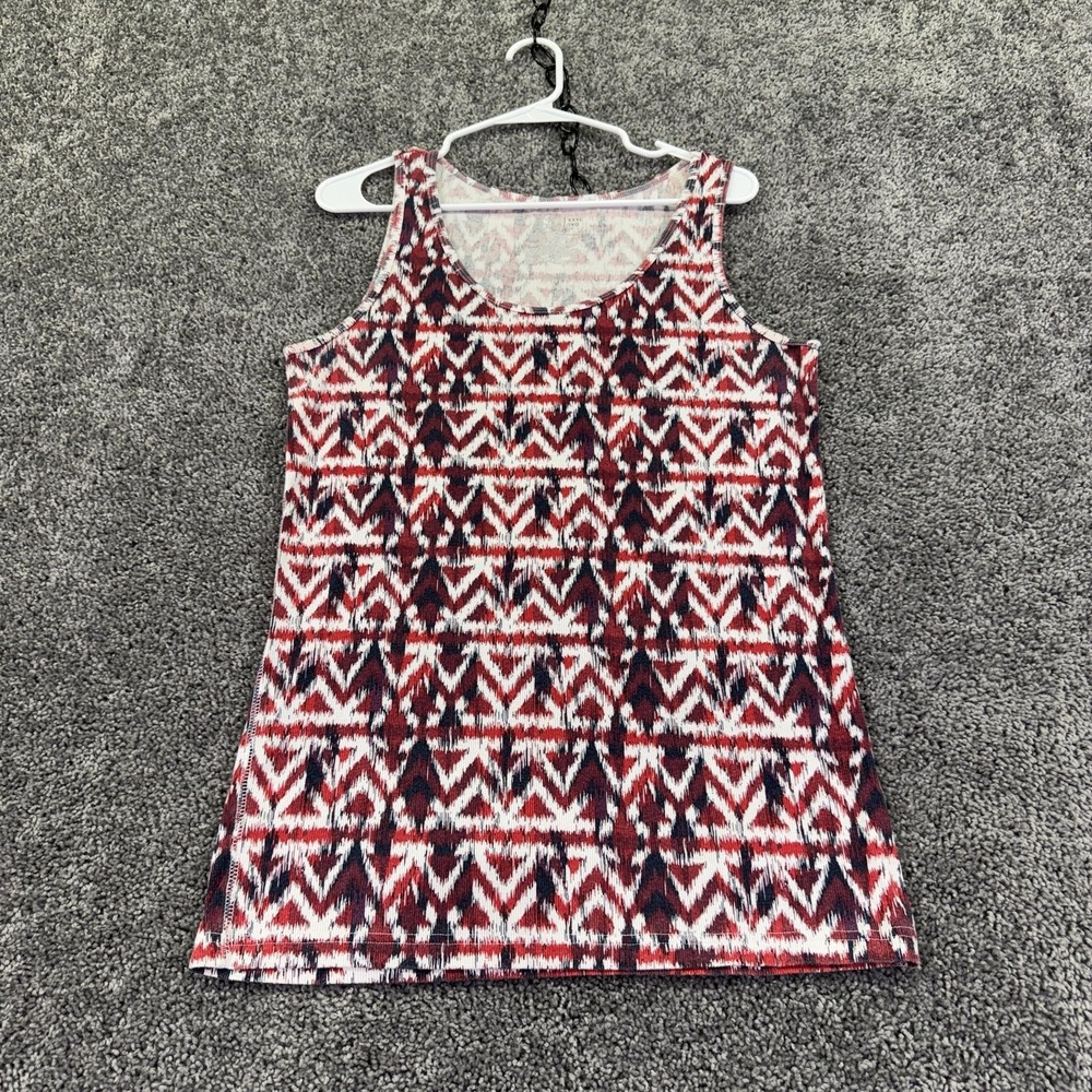 Time And Tru Tank Top Womens 3XL Red Ikat Scoop Neck Summer Casual Stretch Plus